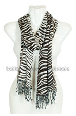 Zebra Printed Cashmere Feel Scarf Wholesale - Dallas General Wholesale