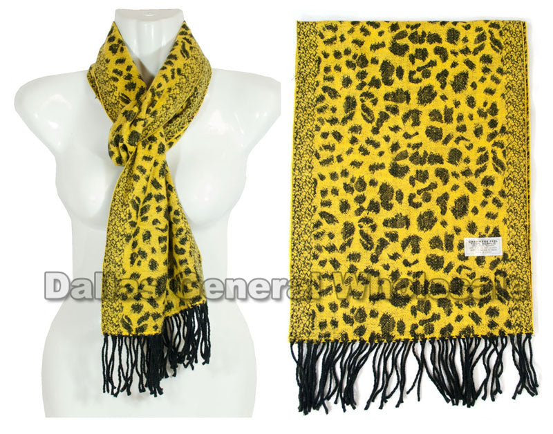 Cheetah Printed Cashmere Feel Scarf Wholesale - Dallas General Wholesale
