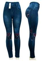 Assorted Ladies Fashion Pull On Printed Jean Like Leggings Wholesale - Dallas General Wholesale