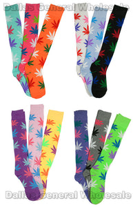 Girls Marijuana Over Knee Socks Wholesale - Dallas General Wholesale