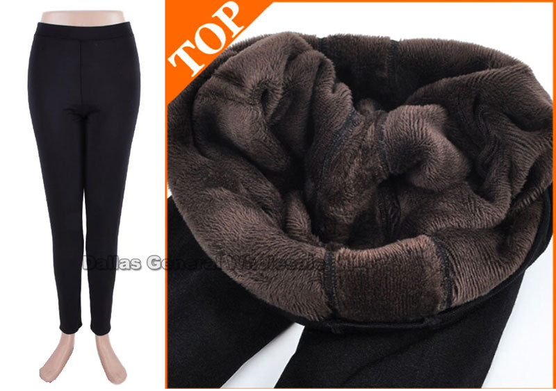 Ladies Fur Insulated Black Leggings Wholesale - Dallas General Wholesale