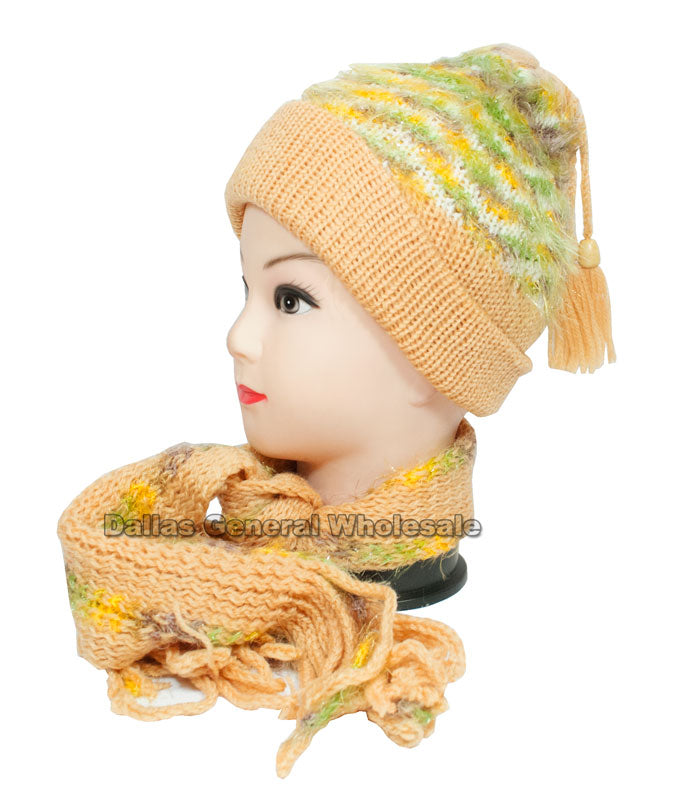 Little Girls Knitted Beanie Hat and Scarf Set Wholesale - Dallas General Wholesale