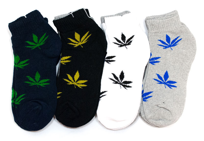 Colored Marijuana Printed Mens Ankle Casual Socks Wholesale - Dallas General Wholesale