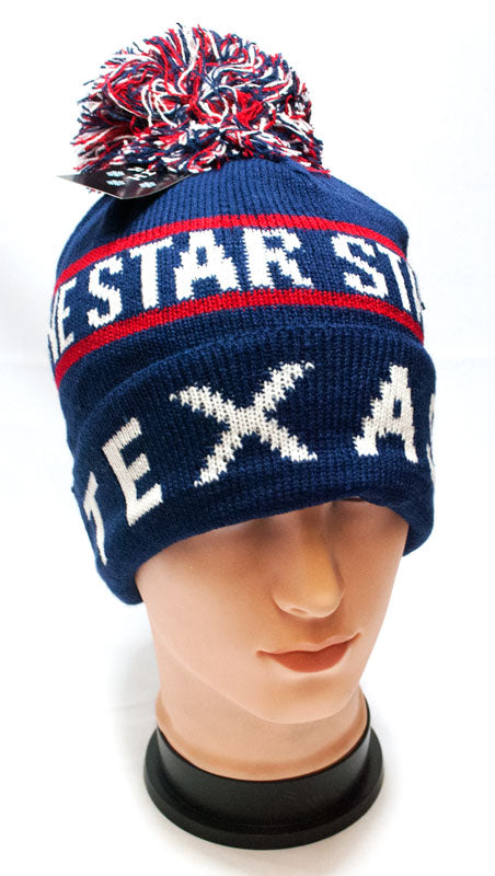 Wholesale Winter Knitted Beanie Cap with Texas Print - Dallas General Wholesale