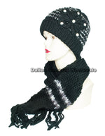 Girls Knitted Beanie Hat with Scarf 2 Pieces Set Wholesale - Dallas General Wholesale
