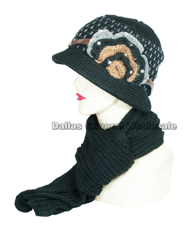 Ladies Visor Winter Beanie Cap with Scarf Set Wholesale - Dallas General Wholesale