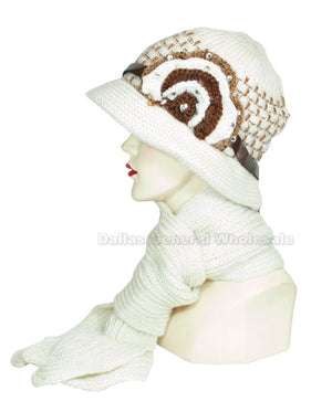 Ladies Visor Winter Beanie Cap with Scarf Set Wholesale - Dallas General Wholesale