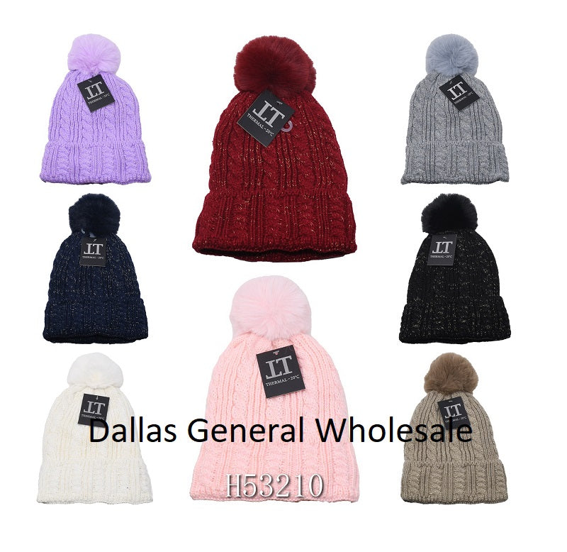 Ladies Trendy Fur Lining Knitted Beanie Hats Wholesale