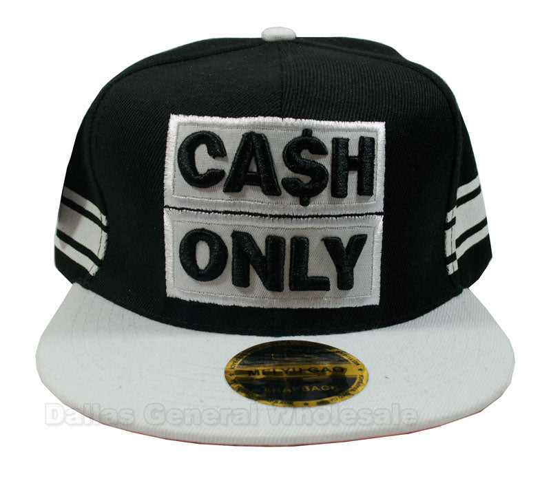 "Cash Only" Casual Flat Bill Caps Wholesale - Dallas General Wholesale