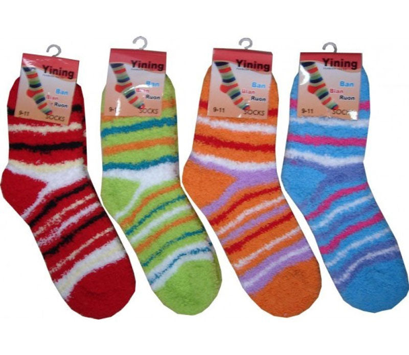 Stripe Fuzzy Socks Wholesale - Dallas General Wholesale