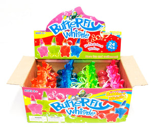 24 PC Butterfly shaped Bubbles with Whistle - Dallas General Wholesale