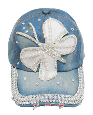 "Butterfly" Studded Fashion Jean Casual Caps - Dallas General Wholesale