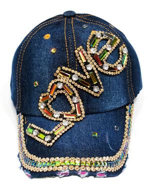 "LOVE" Studded Fashion Jean Casual Caps - Dallas General Wholesale
