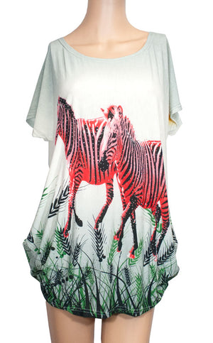 Ladies Casual Printed Blouses - Zebras - Dallas General Wholesale