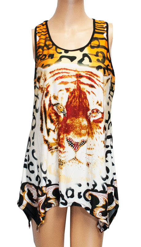 Ladies Fashion Tunic Tops - Tiger Print - Dallas General Wholesale