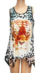Ladies Fashion Tunic Tops - Tiger Print - Dallas General Wholesale