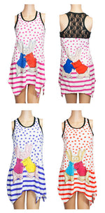 Sleeveless Tunic Tops -Stars and Bunny Prints - Dallas General Wholesale