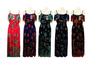 Ladies Straight Shoulder Maxi Sun Dress Wholesale - Dallas General Wholesale