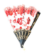 Painted Traditional Folding Hand Fan - Dallas General Wholesale