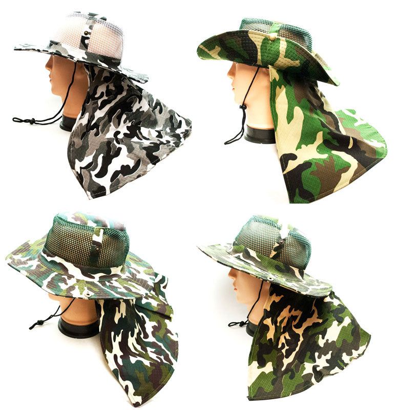 Camouflage Mesh Boonie Hats with Flap Neck Cover