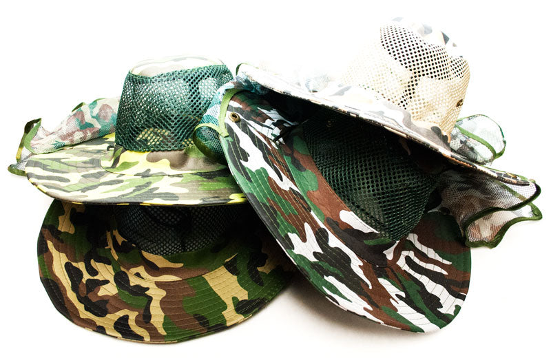 Camouflage Mesh Bucket Hats with Vented Neck Cover - Dallas