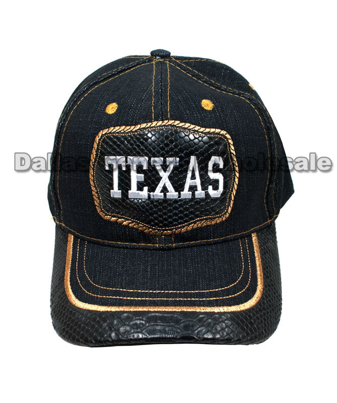 "Texas" Snake Skin Casual Denim Baseball Caps Wholesale - Dallas General Wholesale