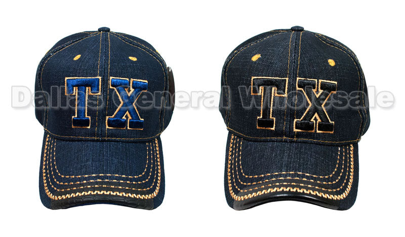 "TX" Adults Casual Denim Caps Wholesale - Dallas General Wholesale