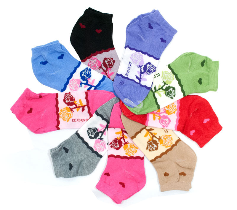 Girls Casual Ankle Socks with Flower Prints - Dallas General Wholesale