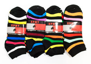 Ladies Casual Ankle Socks with Stripes - Dallas General Wholesale
