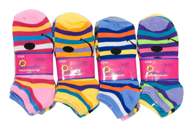Girls Low Cut Casual Socks-Smiley Faces - Dallas General Wholesale