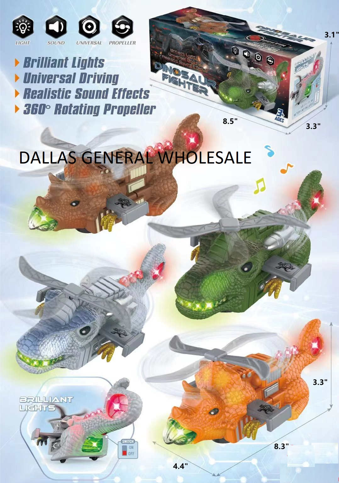 B/O Toy Dinosaur Helicopters Wholesale