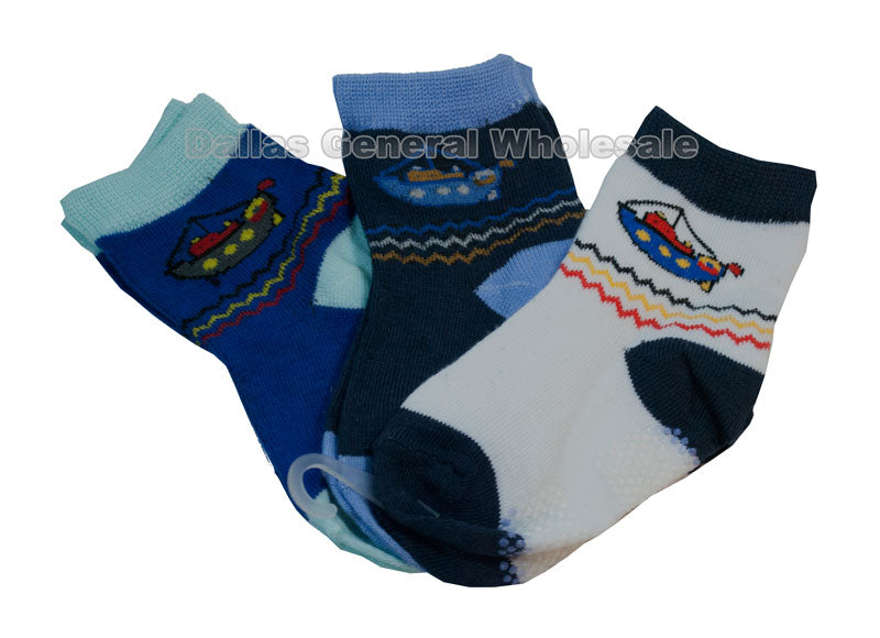 Toddler Boys Boat Design Ankle Socks Wholesale - Dallas General Wholesale