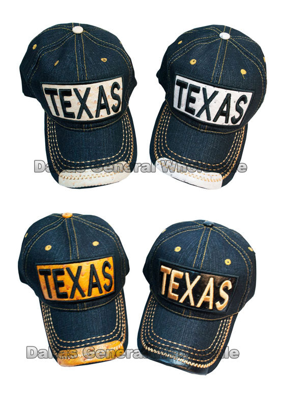 "TEXAS" Denim Baseball Caps Wholesale - Dallas General Wholesale