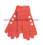 Ladies Cute Knitted Pearl Touch Gloves Wholesale